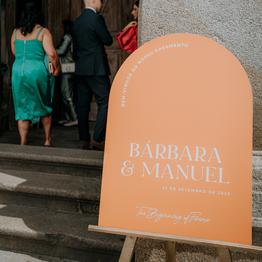 Placa de boas-vindas contemporânea