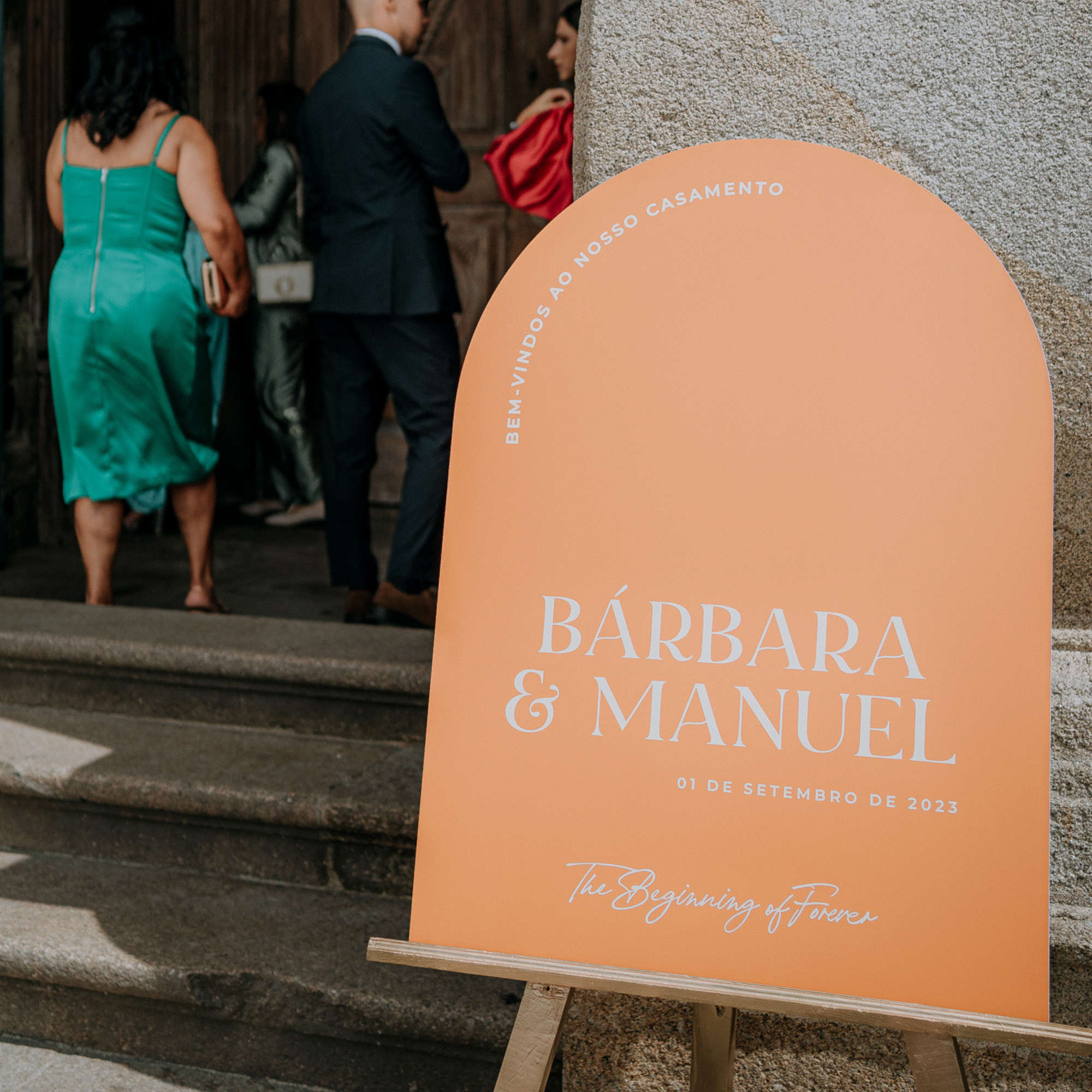 Placa de boas-vindas contemporânea
