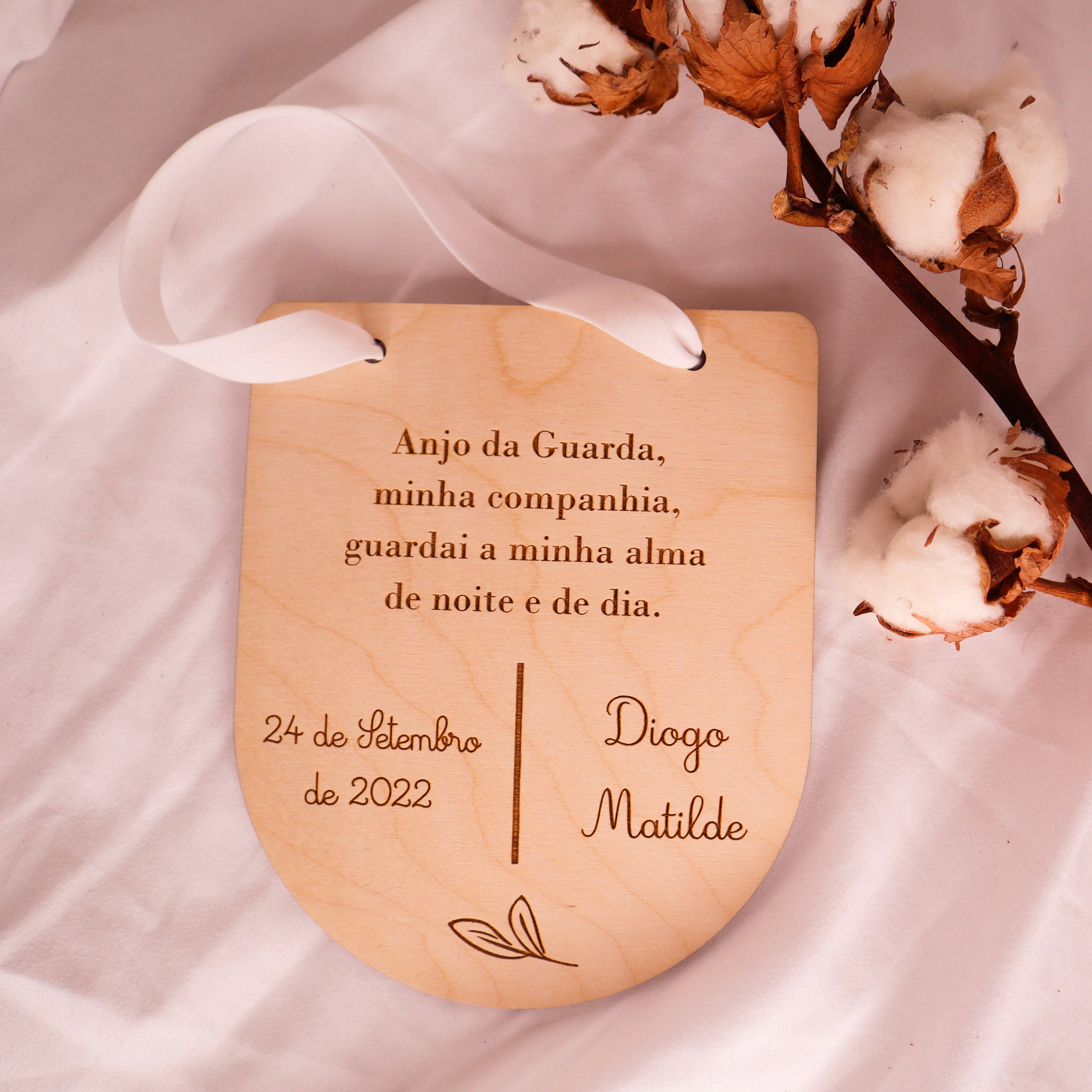 Placa em madeira com mensagem- Anjo da Guarda