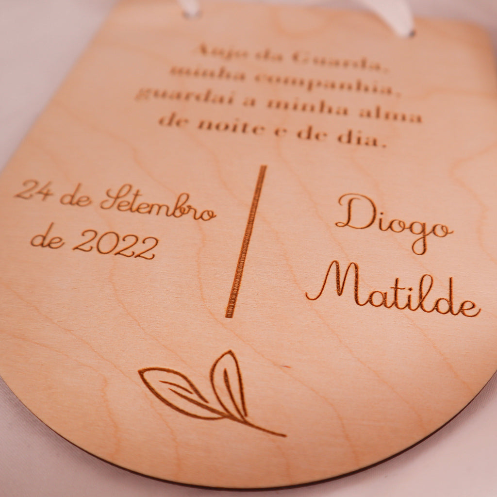 Placa em madeira com mensagem- Anjo da Guarda